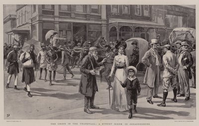 ヨハネスブルグのストリートシーン、トランスバールの危機 作： Frank Dadd